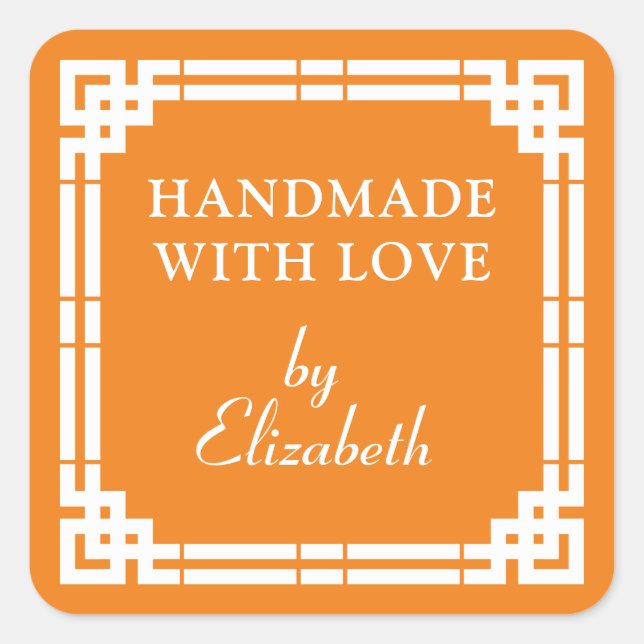 Art Deco Handmade With Love Square Sticker (Front)