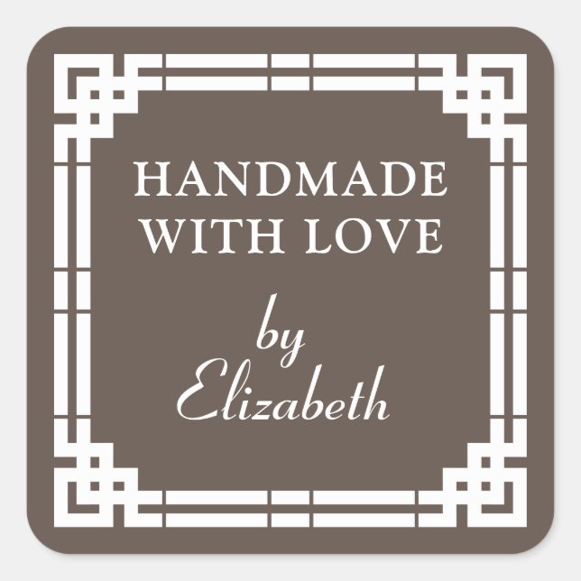 Art Deco Handmade With Love Square Sticker (Front)