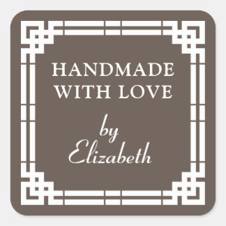 Art Deco Handmade With Love Square Sticker