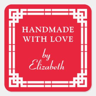 Art Deco Handmade With Love Square Sticker