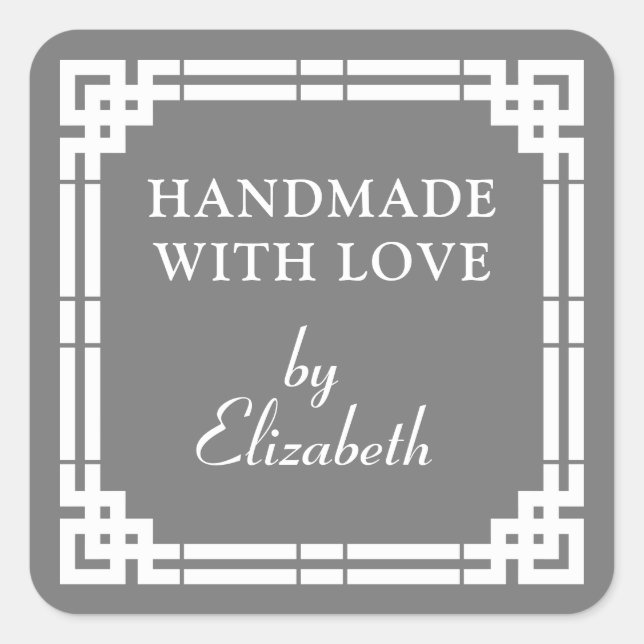 Art Deco Handmade With Love Square Sticker (Front)
