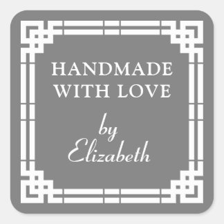 Art Deco Handmade With Love Square Sticker
