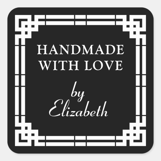 Art Deco Handmade With Love Square Sticker (Front)