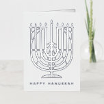 Art Deco Hanukkiah Menorah Happy Hanukkah Foil Holiday Card<br><div class="desc">Wish friends and family "Happy Hanukkah" with this art deco inspired hanukkiah,  with editable colours of both the menorah and the background. Photo optional inside.</div>