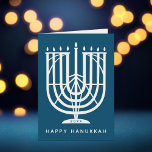 Art Deco Hanukkiah Menorah Happy Hanukkah Holiday<br><div class="desc">Wish friends and family "Happy Hanukkah" with this art deco inspired hanukkiah,  with editable colours of both the menorah and the background. Photo optional inside.</div>