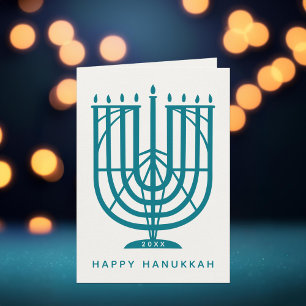 Art Deco Hanukkiah Menorah Happy Hanukkah Holiday Card