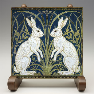 Art Deco Hares Wall Decor Art Nouveau Rabbit Tile