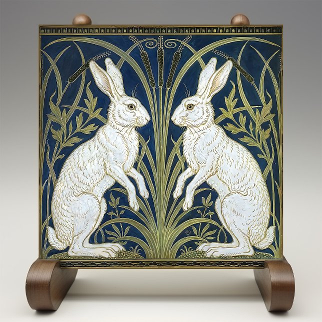 Art Deco Hares Wall Decor Art Nouveau Rabbit Tile (Creator Uploaded)