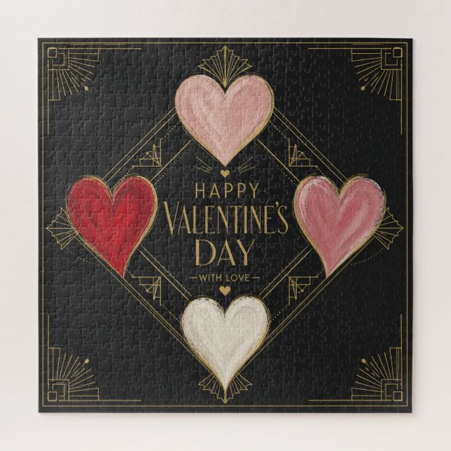Art Deco Hearts of Passion Jigsaw Puzzle (Vertical)
