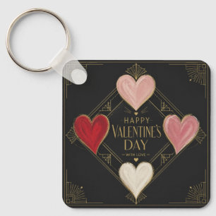 Art Deco Hearts of Passion Keychain