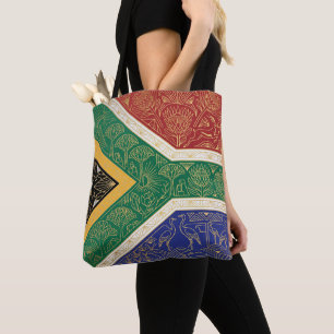Art Deco Heritage Flag   South Africa Custom Name Tote Bag