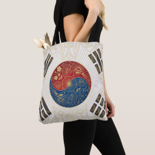 Art Deco Heritage Flag   South Korea Custom Name Tote Bag