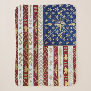 Art Deco Heritage Flag United States 1920s Style Sherpa Blanket