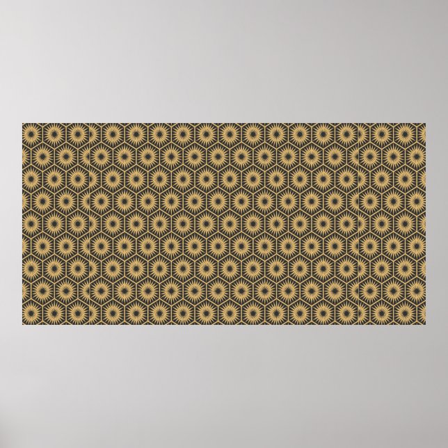 Art Deco hexagonal seamless vintage wallpaper patt Poster (Front)