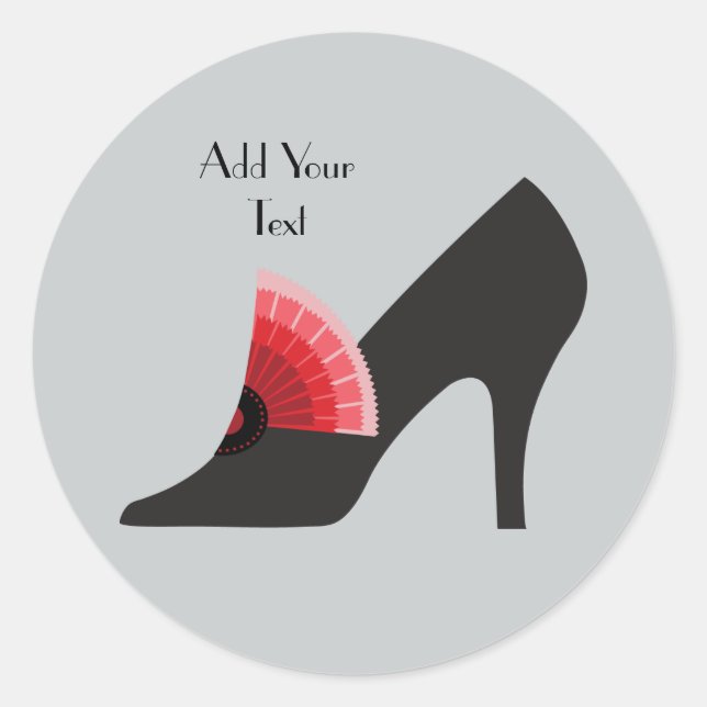 Art Deco High Heel Shoe Stickers in Red & Black (Front)