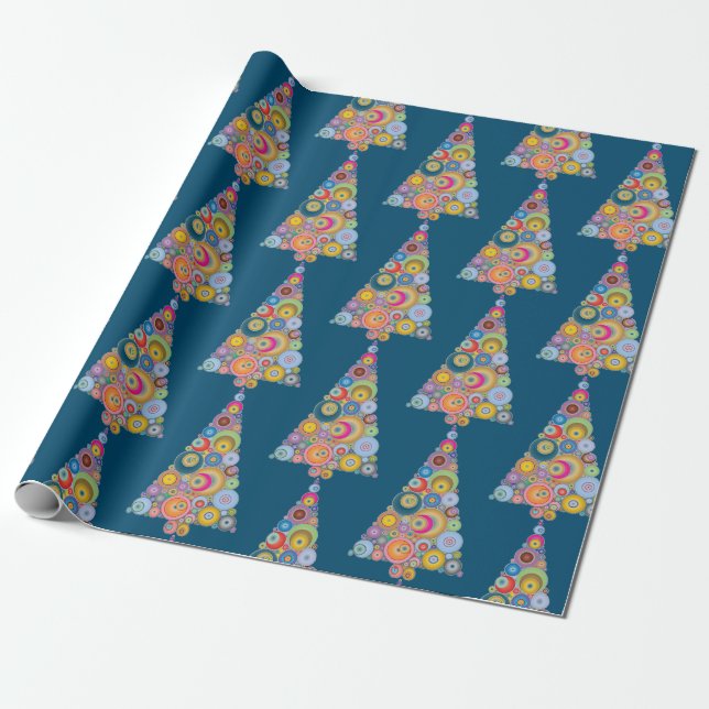 “Art Deco Holiday Tree” Christmas Wrapping Paper  (Unrolled)