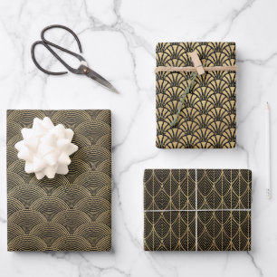 Art Deco Holiday Wedding Gift Wrapping Paper Sheet