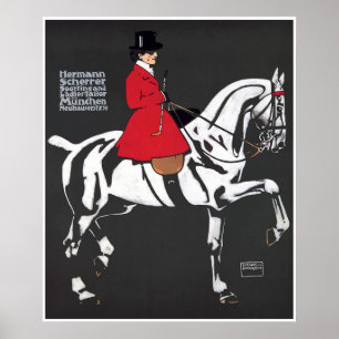 ART DECO HORSE et RIDER : Poster d'art