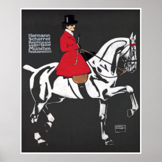 ART DECO HORSE et RIDER : Poster d'art