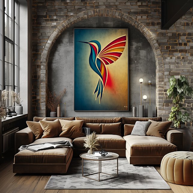 Art Deco Hummingbird Abstract Geometric Bird Wall  Poster (Creator Uploaded)