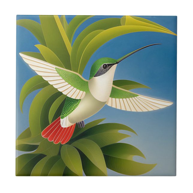 Art Deco Hummingbird Tile (Front)