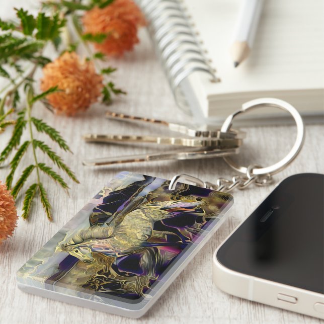 Art Deco Icelandic horse Keychain (Front Right)