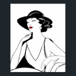 Art Deco Illustrated Glamourous Woman Poster<br><div class="desc">A beautiful,  original illustration of an Art Deco woman. Add elegance to your space with this stunning design.</div>