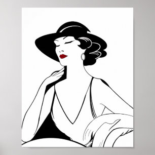 Art Deco Illustrated Glamourous Woman Poster