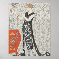 Art Deco image of a young lady burning a letter