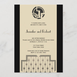 Art Deco in Black Ivory Bridal Shower Invitation