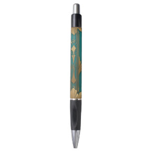 Art Deco In Blue And Gold Pen