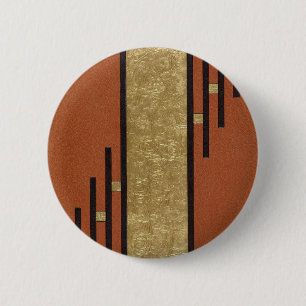 Art Deco In Gold And Tan 2 Inch Round Button