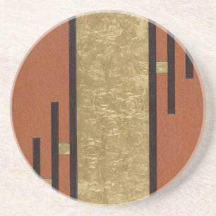 Art Deco In Gold And Tan Coaster