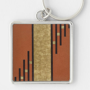 Art Deco In Gold And Tan Keychain