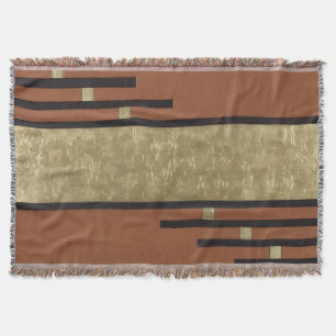Art Deco In Gold And Tan Throw Blanket