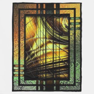 Art Deco In Green And Gold Fleece Blanket