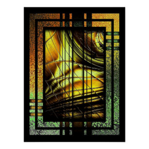 Art Deco In Green And Gold Poster