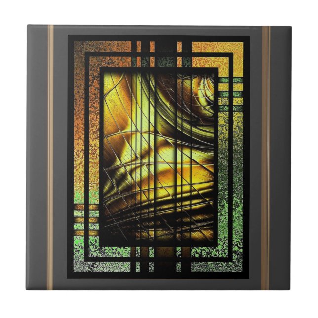 Art Deco In Green And Gold Tile (Front)