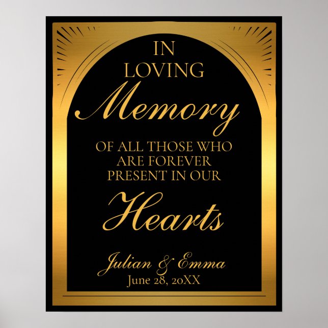 Art Deco In loving Memory black and gold Poster (Front)