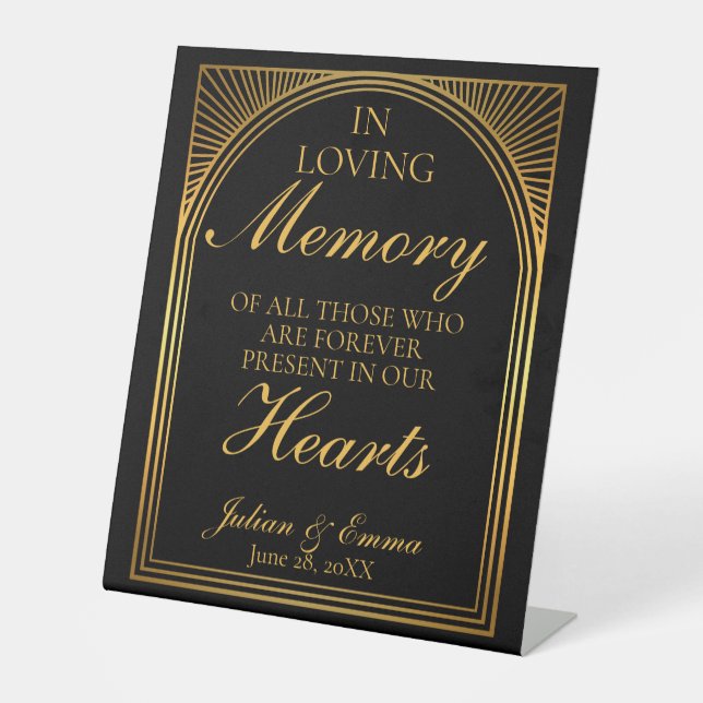 Art Deco in loving memory table  Pedestal Sign (Front)