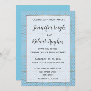 Art Deco in Turquoise and gold wedding invitation