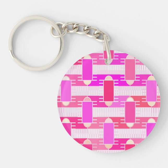 Art Deco industrial chic - pink, fuchsia, orchid Keychain (Front)