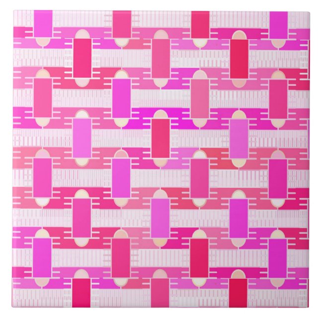 Art Deco industrial chic - pink, fuchsia, orchid Tile (Front)