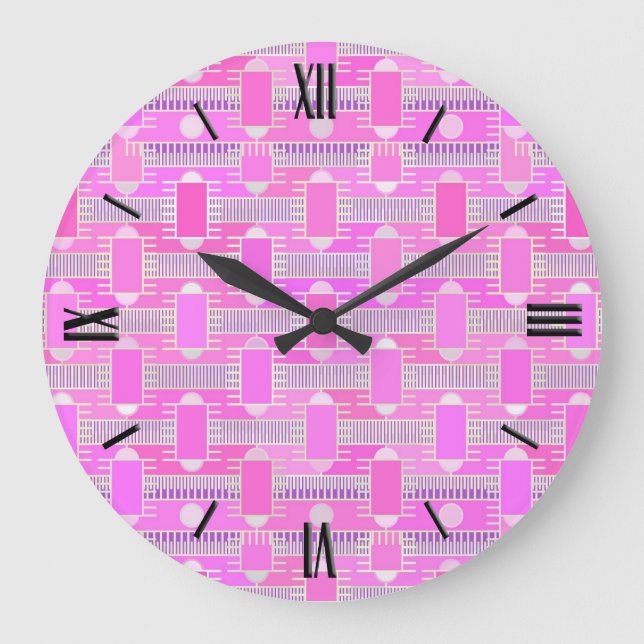 Art Deco industrial chic - pink, mauve Large Clock (Front)