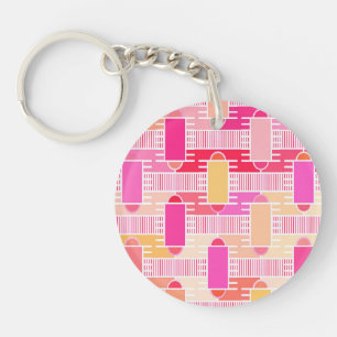 Art Deco industrial chic - pink, peach, gold Keychain