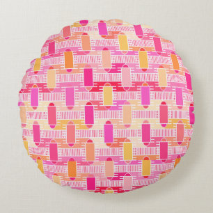 Art Deco industrial chic - pink, peach, gold Round Pillow