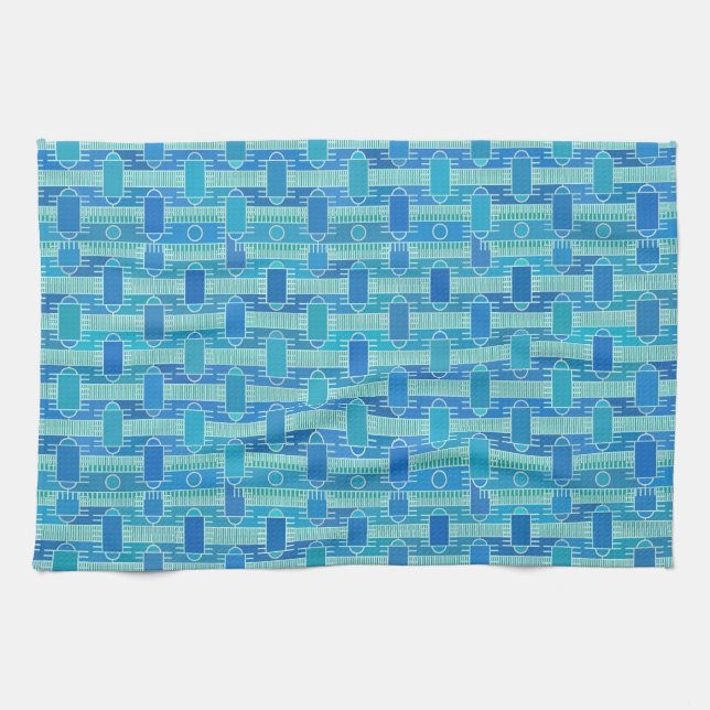 Art Deco industrial chic - soft blue Kitchen Towel (Horizontal)