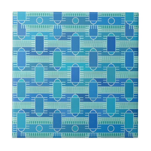Art Deco industrial chic - soft blue Tile (Front)