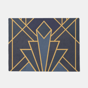 Art Deco inspiration in blue and gold Doormat