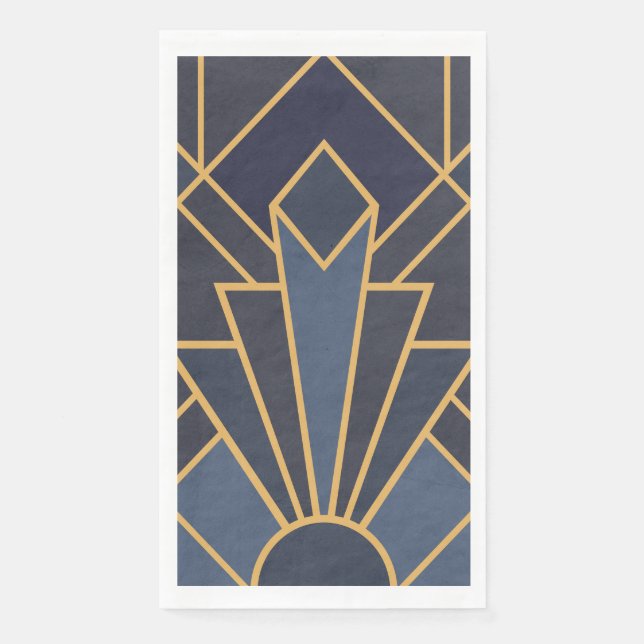 Art Deco inspiration in blue and gold Napkin (Front)